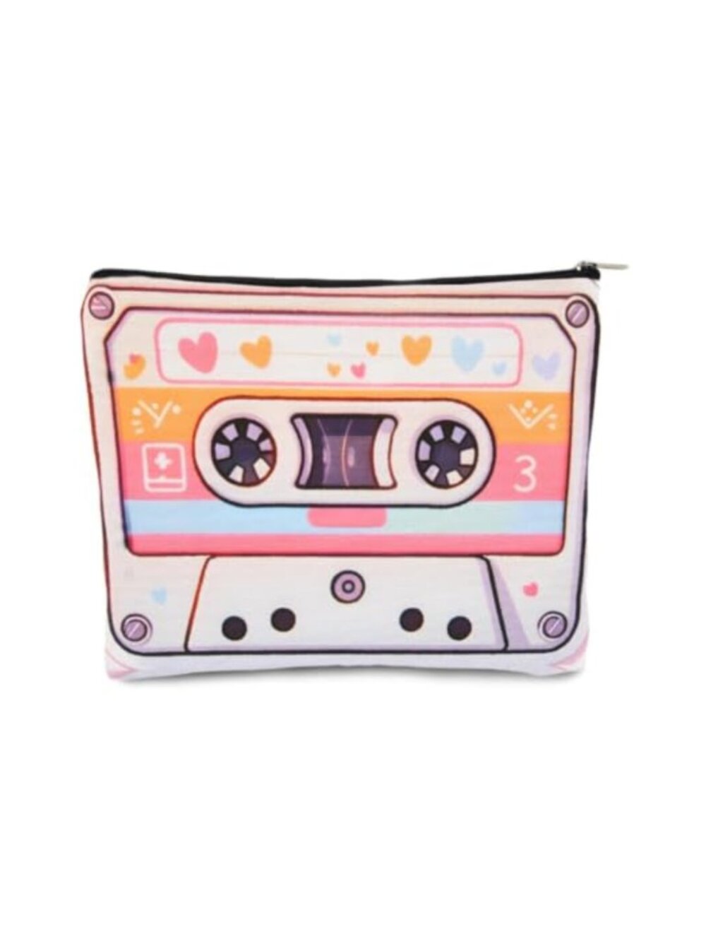 Retro Cassette Makeup Bag Canvas Zipper Pouch Music Lover Cosmetic Travel